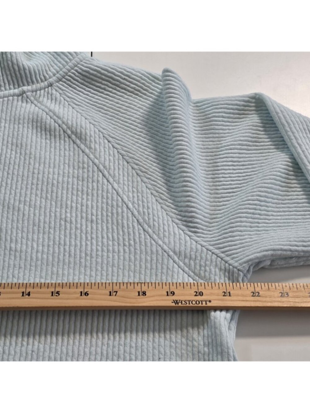 Saltwater Luxe Ribbed 1/4 Zip PulloverM Ice Blue Boxy LS Cropped Ribbed Coastal - Picture 6 of 15